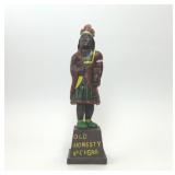 OLD HONESTY CIGAR INDIAN CAST IRON COIN BANK