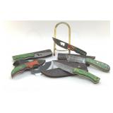 5 CUSTOM-MADE KNIVES WITH SHEATHS