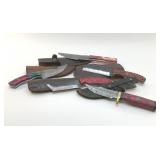 5 CUSTOM-MADE KNIVES WITH SHEATHS