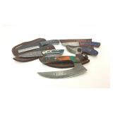 5 CUSTOM MADE KNIVES WITH SHEATHS