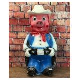 LARGE VTG CHALKWARE SHERIFF PIG PIGGY BANK