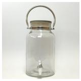 CLEAR GLASS BEVERAGE DISPENSER WITH WOOD LID