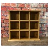 9 HOLE WOODEN HANGING CUBBY DISPLAY SHELF