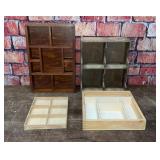 4 WOODEN MINIATURE TRINKET SHELVES TRAYS