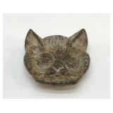 ANTIQUE METAL CAT FACE TRINKET DISH