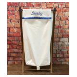 VTG STYLE FOLDING WOODEN LAUNDRY HAMPER CLOTH BAG