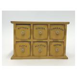 VTG 6 DRAWER WOODEN SPICE BOX