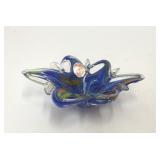 SMALL BLUE  MURANO ART GLASS DISH SCULPTURE