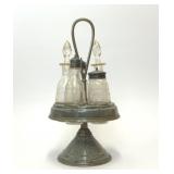 VTG GRAY GRANITEWARE ENAMEL CASTOR CRUET SET