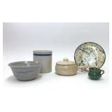 5 PIECES ASSORTED HANDMADE POTTERY PIECES