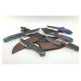 5 CUSTOM-MADE KNIVES WITH SHEATHS