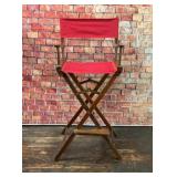 VTG WOODEN RED FOLDING DIRECTORS CHAIR