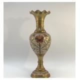 MOROCCAN BRASS FLORAL VASE 14"