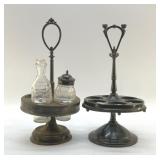 2 VICTORIAN CASTOR SET HOLDERS