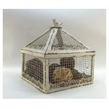 METAL CAGE DECOR, ITEM WITH BIRD TOPPER