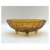 INDIANA GLASS AMBER FOOTED FRUIT BOWL