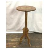 PRIMITIVE WOOD BURNED CAT DESIGN PLANT STAND