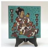 NATIVE AMERICAN STORYTELLER CERAMIC TILE