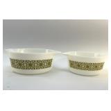 1966 PYREX GREEN VERDE SQUARE FLOWER CASSEROLES