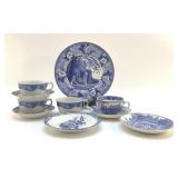 ANTIQUE BLUE AND WHITE STAFFORDSHIRE TABLEWARE