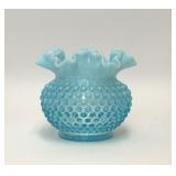 VTG FENTON BLUE HOBNAIL OPALESCENT GLASS VASE