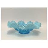 VTG FENTON BLUE HOBNAIL OPALESCENT GLASS BOWL