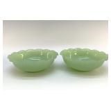 2 ANTIQUE JADEITE FLUTED BOWLS
