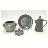4 PIECES VTG GRAY GRANITEWARE ENAMEL KITCHENWARE