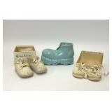 VTG CERAMIC BABY SHOE PLANTER 2 PAIR BABY SHOES