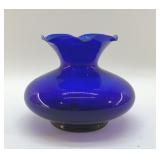 COBALT BLUE RUFFLED VASE