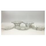 5 PIECES ASSORTED ETCHED GLASS SERVING DISHES