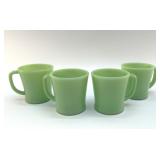 4 FIRE KING JADEITE COFFEE MUGS VTG