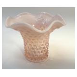 FENTONPEACH OPALESCENT RUFFLED VASE 4'