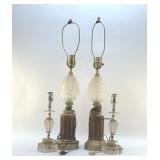 4 VTG GLASS LAMPS 29" AND 13"