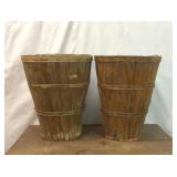 2 VTG LARGE WOODEN BUSHEL BASKETS