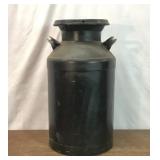 VTG BLACK METAL MILK CAN WITH LID