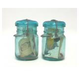 2 VTG BALL GLASS BLUE BICENTENNIAL MASON JARS