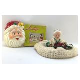 VTG SANTA TO LIGHT UP, MRS. CLAUS, WEAVING LOOM.