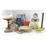 ASSORTED HOUSEWARES COOKIE JAR, OIL LAMP