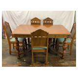 VTG Jacobean Revival Style Dining Table /5 chairs