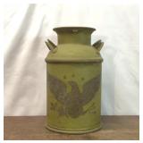 VTG AMERICANA GREEN METAL EAGLE MILK CAN