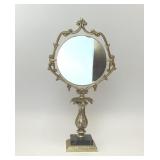 VTG ITALIAN MARBLE BASE SWIVAL TABLETOP MIRROR
