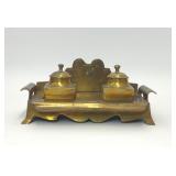 VTG DESKTOP SOLID BRASS DOUBLE INKWELL