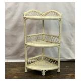 VTG WHITE WICKER CORNER CABINET SHELF