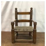 PRIMITIVE CHILDS DOLLS WOVEN REED SEAT CHAIR