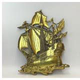 1958 MCM PLASTIC GOLDEN SHIP WALL HANGING