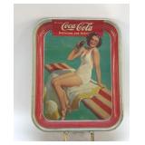1939 COCA-COLA SPRING BOARD GIRL, METAL TRAY