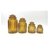 4 LE SMITH GLASS MOON AND STARS AMBER CANISTERS