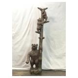 BLACK FOREST STYLE BEARS ON A TREE STATUE