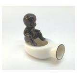 BLACK AMERICANA CHILD FIGURE ON A BEDPAN